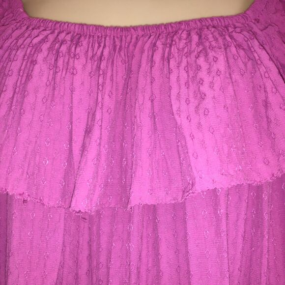 Knox Rose FUCHSIA Peasant Ruffle Top BOHO Off Shoulder Gypsy Flowy Long SleeveXL - Picture 2 of 12